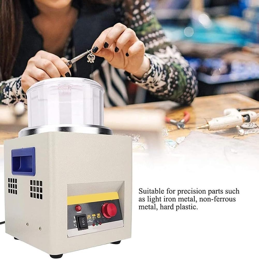 Jewelry Polisher Tumbler, Professional Jewelry Finishing Machine for Surface Polishing, Antique Coin Polishing & Buffing Machine, Mini Diamond Ring Vibration Polishing Machine