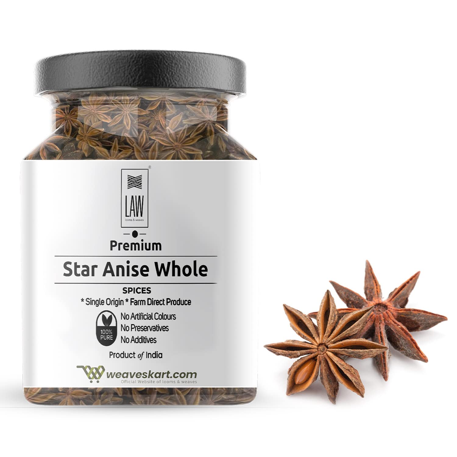 looms & weaves - Premium Single origin Star Anise Whole - 50gm (in GLASS JAR) (B08L6NCDPR) Amazon Price History, Amazon Price Tracker