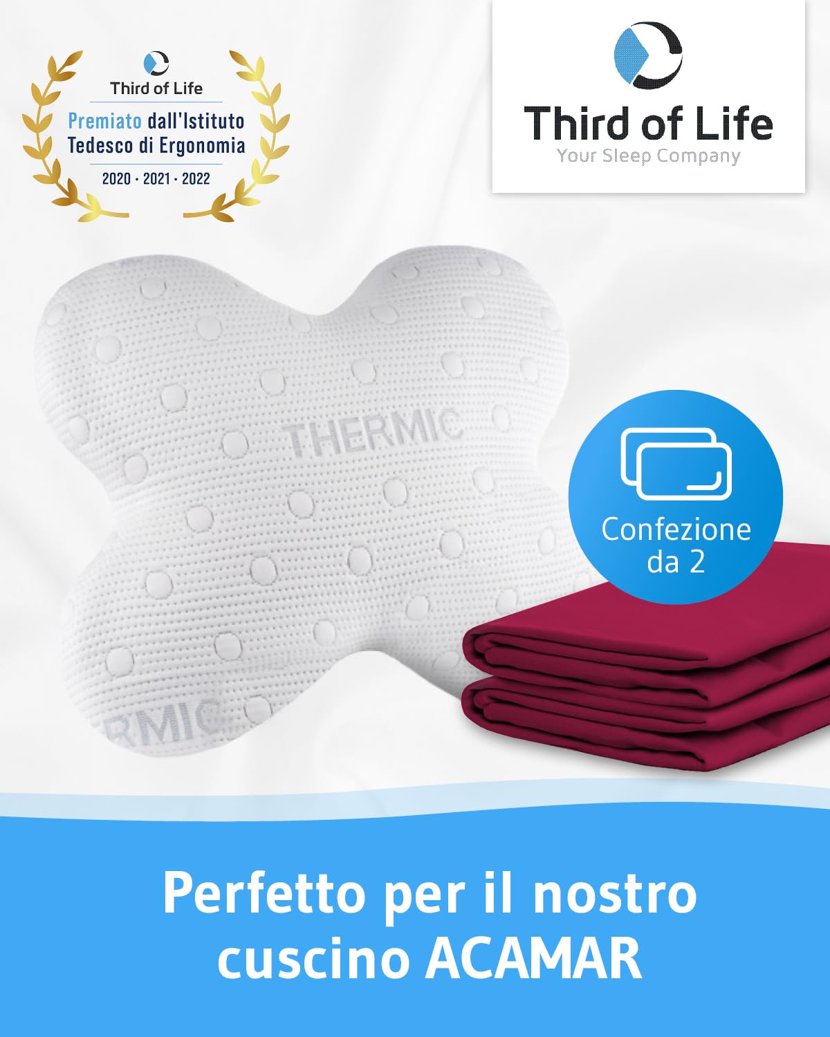 Federa per cuscini a farfalla come ACAMAR, federa con cerniera in doppio Jersey di cotone, non necessita di stiratura e può essere asciugata in asciugatrice, confezione doppia, colore bordeaux