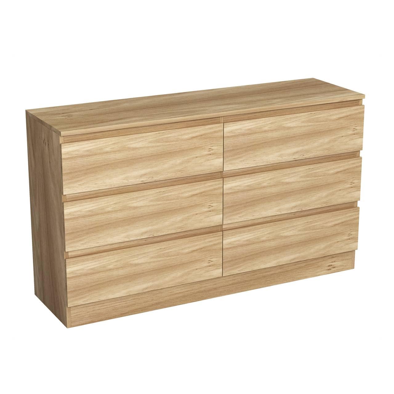 URBNLIVING 6 Drawer Chest of Drawers, Bedroom Storage Cabinet, Wooden Drawer Unit, Particle Board with Paper Veneer, Flat Pack Furniture (Oak Carcass + Oak Drawers) — image 1