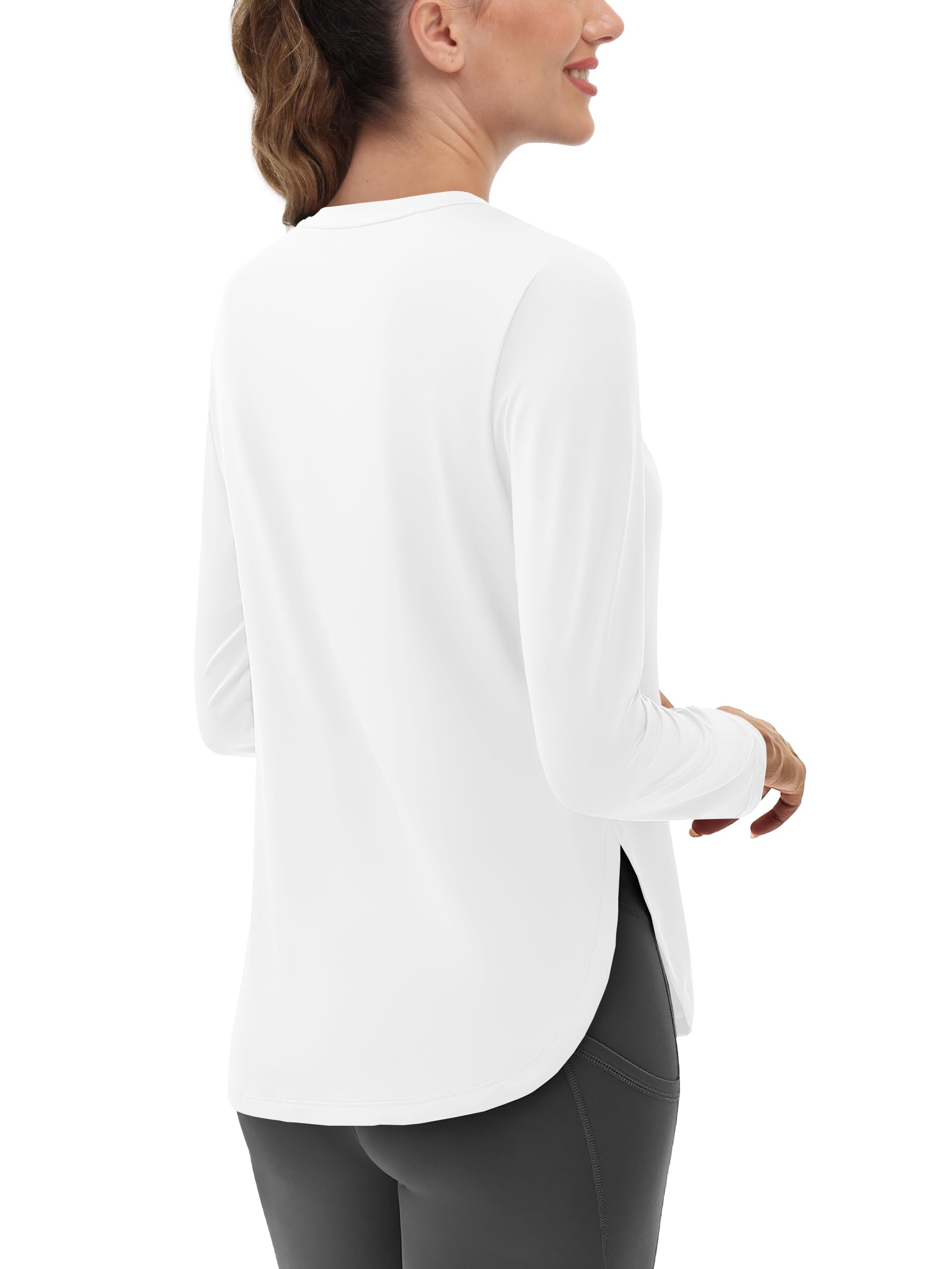 Cavva White Workout Tops for Women Running Long Sleeve UV Protection Moisture Wicking Tees Athletic Yoga Gym SPF 80+ White, M