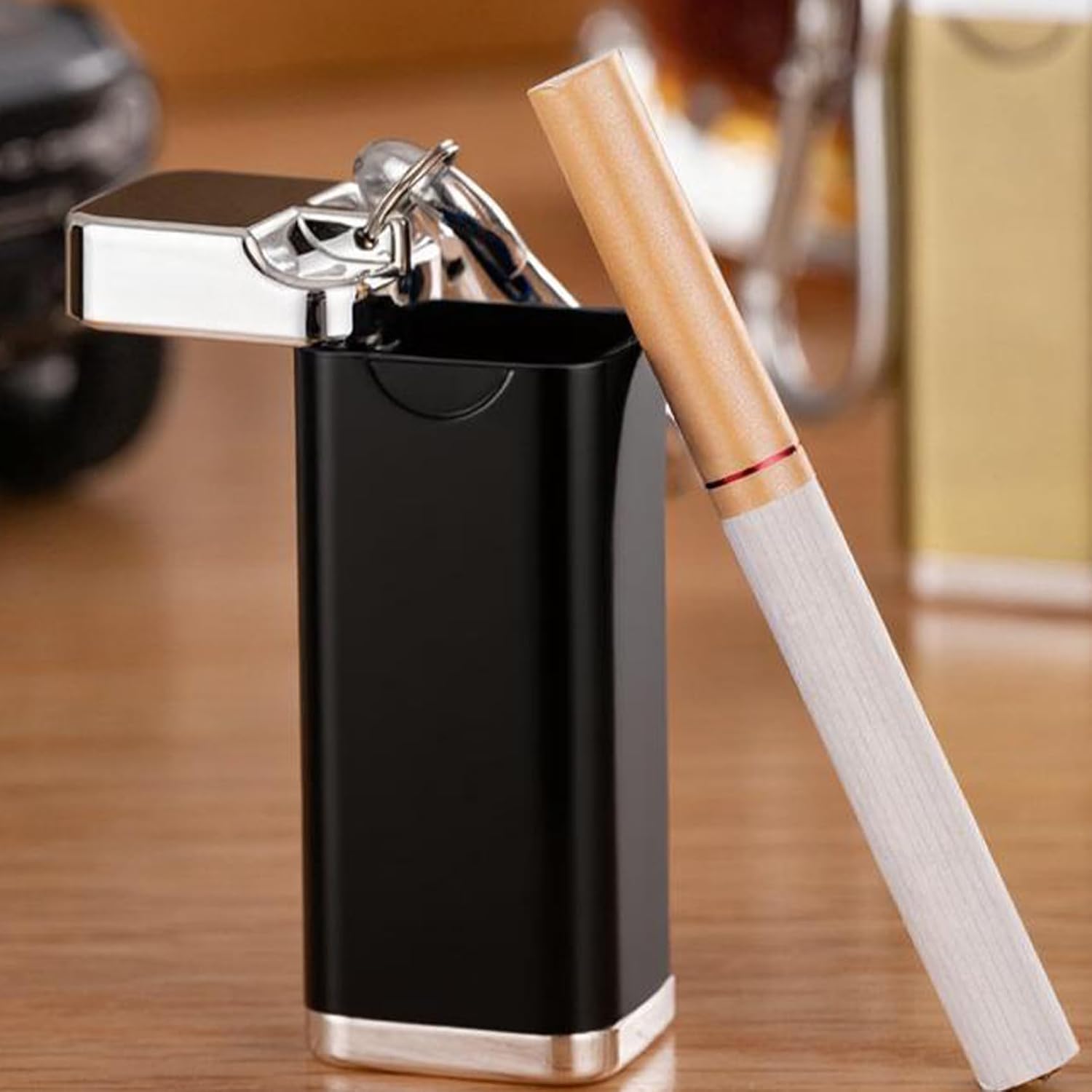 2 Pcs Portable Ashtray with Lid, hanlongyu Metal Outdoor Ashtrays for Cigarettes, Pocket Ash tray with Key Chain, Premium Fireproof Cute Small Travel Ashtray to go into a pocket bag purs