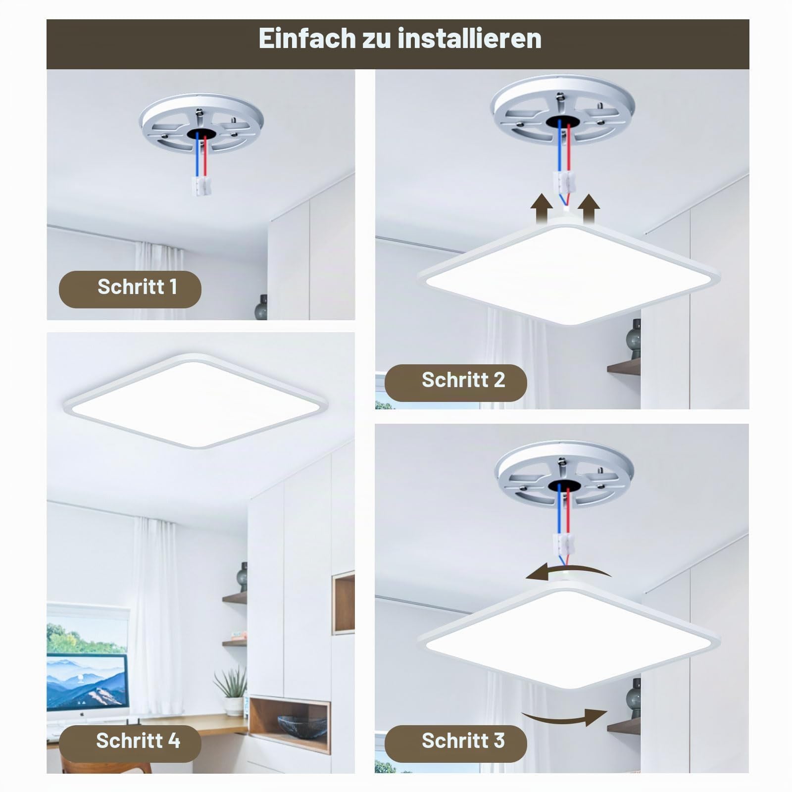 OTREN Deckenlampe LED Deckenleuchte 40CM 6500K Kaltweiß 40W 4400LM