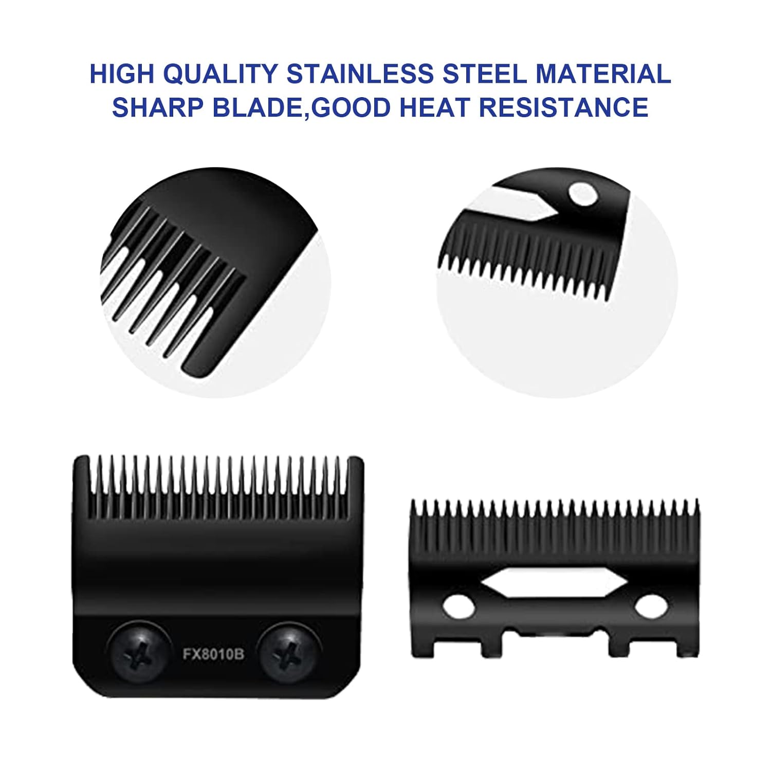 FX8010B Black Graphite Fade Replacement Blades compatible with BaBylissPRO Barberology Replacement Clipper fade Blades FX870/FXF880/FX810/FX825/FX673N,2 Pcs