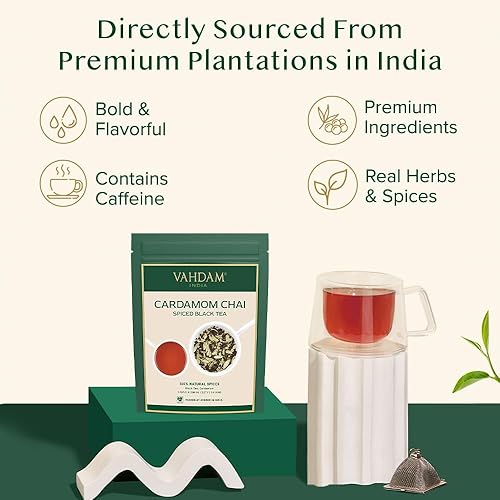 Vista 66 de VAHDAM - Té Masala Chai de la India, hojas sueltas, más de 170 tazas (340 g/12 onzas), mezcla de té negro, té Masala Chai con canela, cardamomo