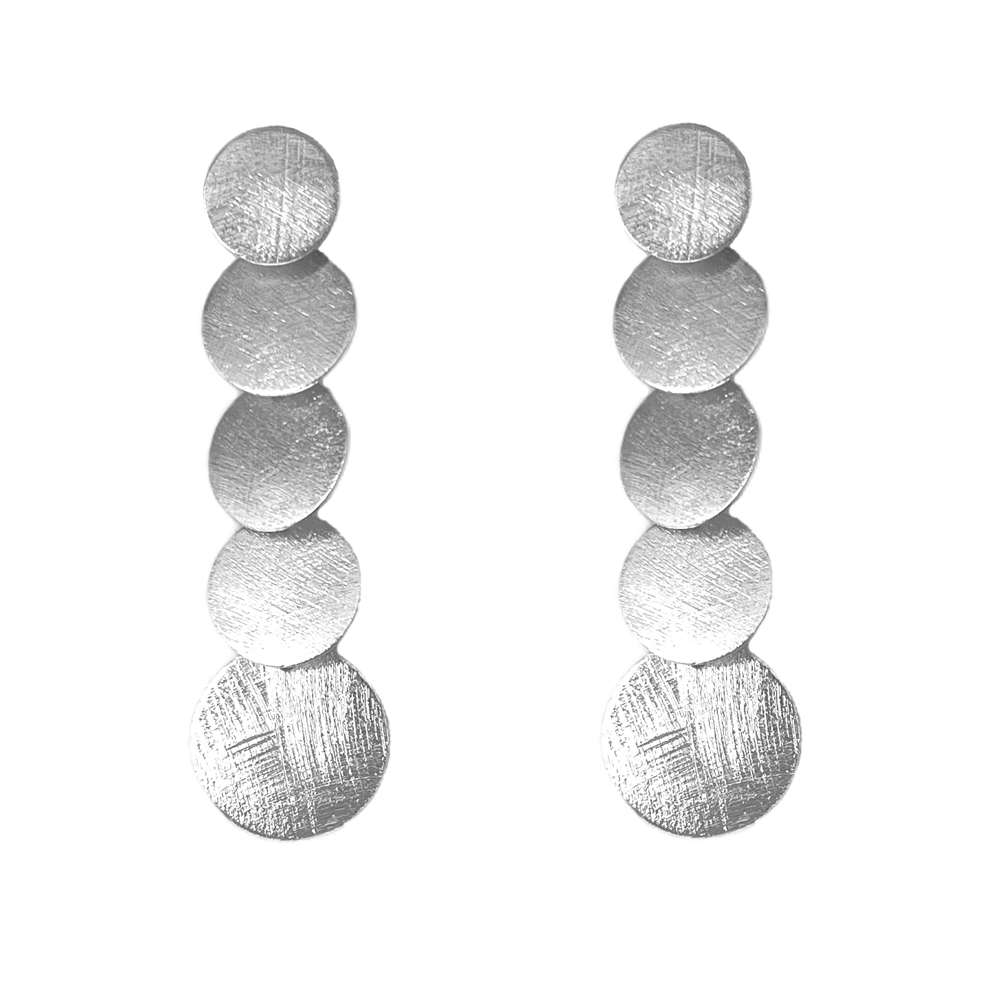Pendientes Largos Fall, chapados en oro de 18k con circulos, pendientes de fiesta ligeros, joyas para mujer, regalo único para mujer (Oro Blanco 18k)