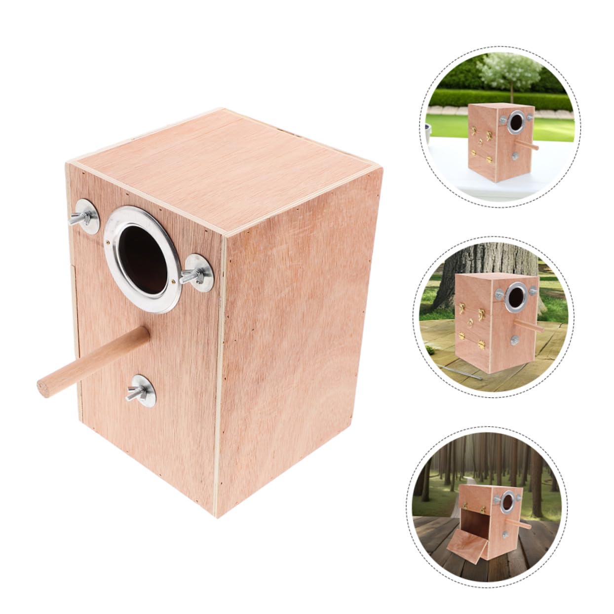 Nido De Cría De Caja De Cría para Casa para Pájaros con Soporte para Percha Madera Caja Nido para Periquitos