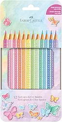 Lápis De Cor, Faber-Castell, Ecolápis Sparkle Estojo de Metal, 116156, 12 cores Pastel