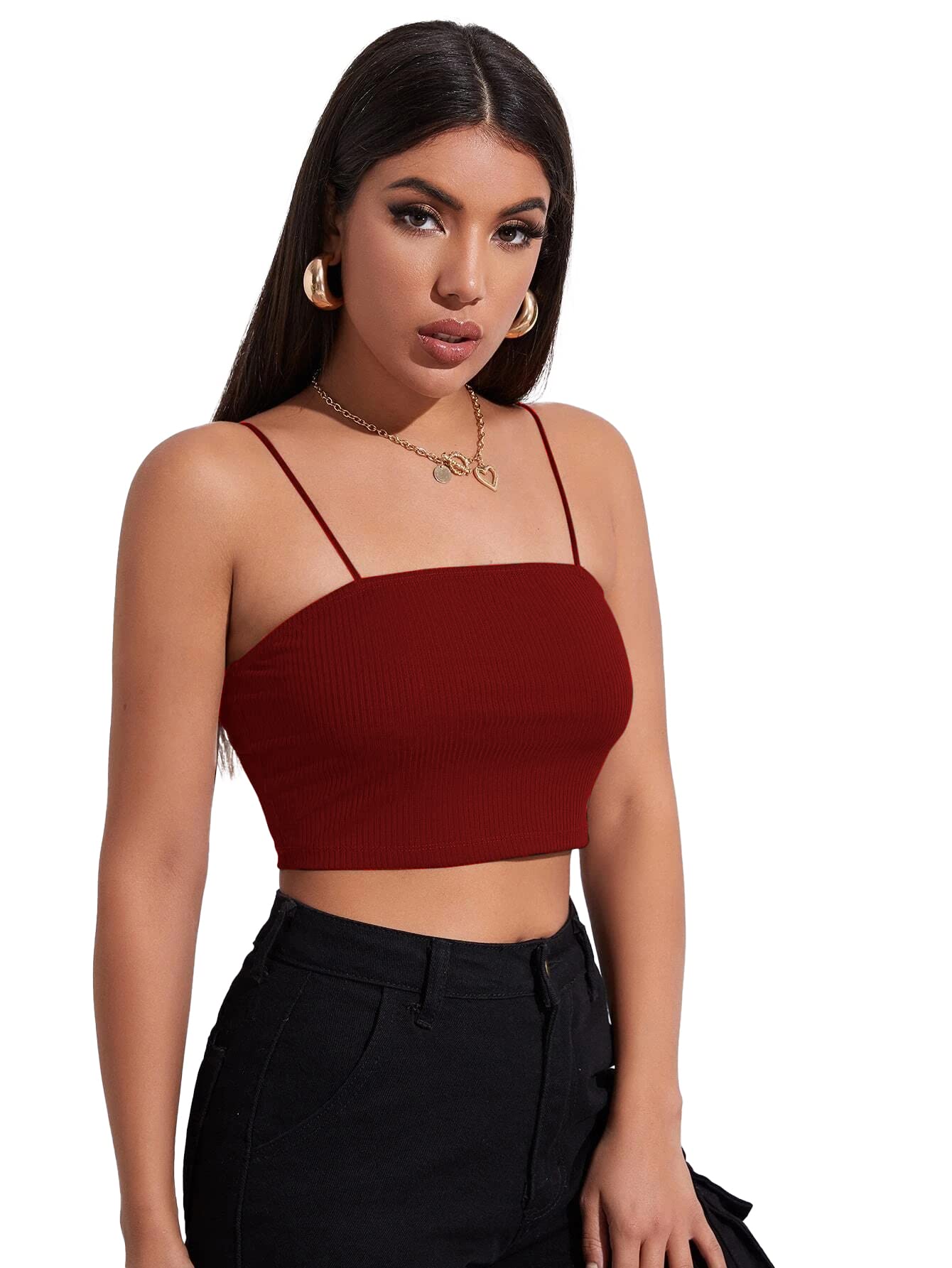 Istyle Can Sleeveless Western Stylish Ribbed Camisole Crop Top for Women-picture-22