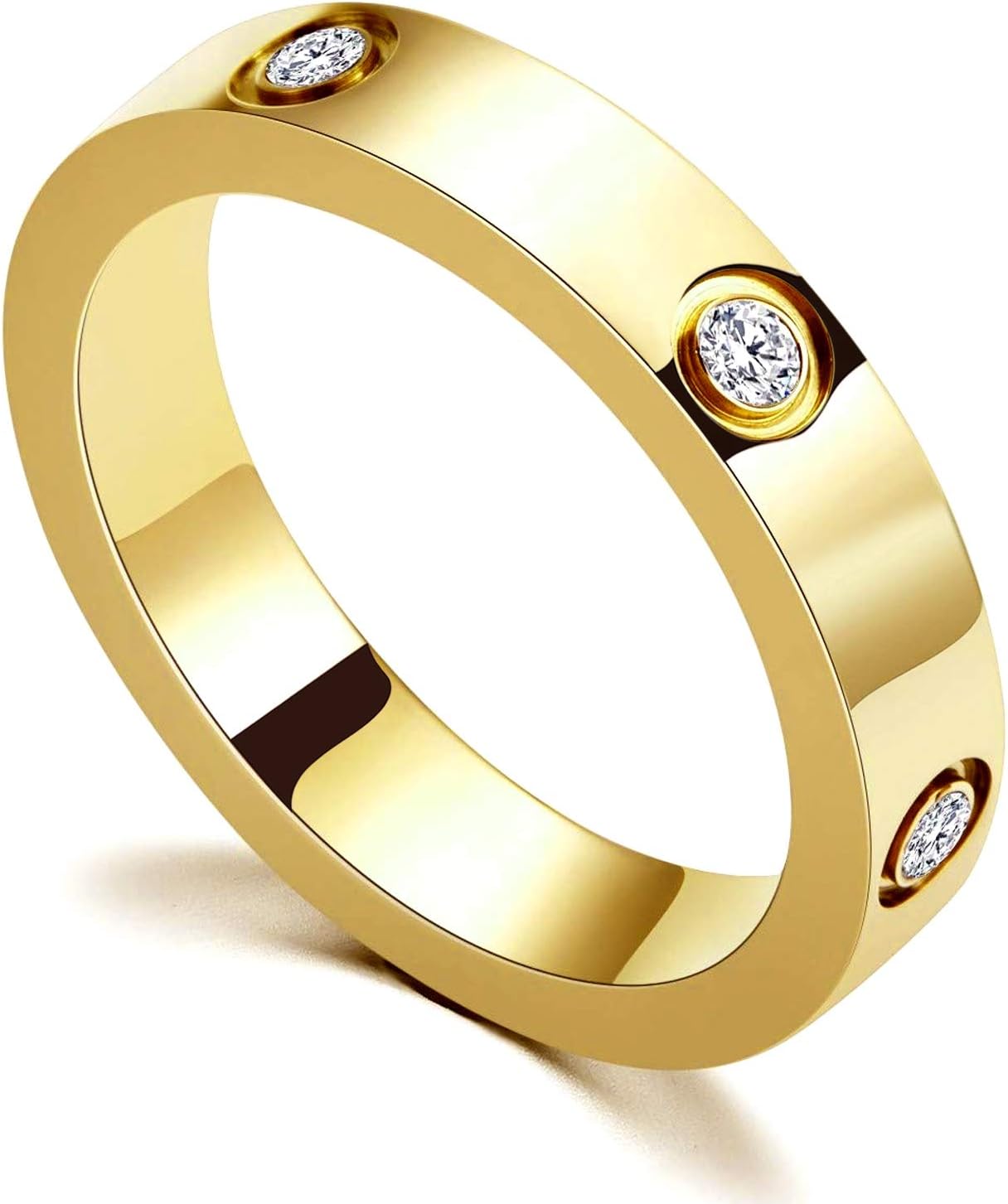 Love Friendship Ring 18K Gold-Plated Stainless Steel Promise Ring Wedding Band Jewelry Birthday Gifts for Women