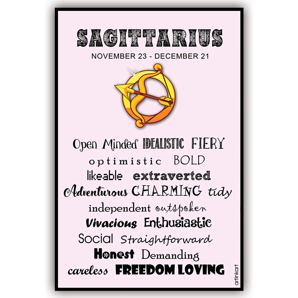 ArtinKart- Sagittarius Traits Astrology Posters For Room, Motivational Posters for Wall, Zodiac, Birth Sign, Horoscope Wall Decor (A3, 12 X 18 Inches, Unframed)