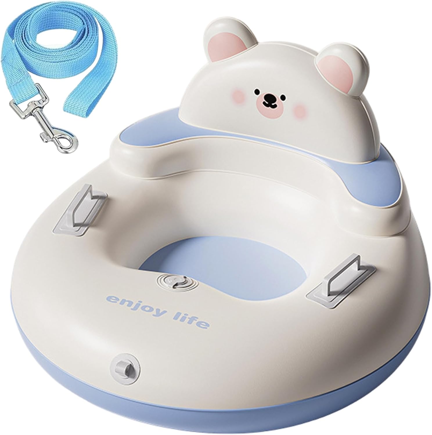 Inflatable Sled, 33 Inch Heavy Duty Snow Tubes for Kids with Backrest PVC Toddler Sled with Handles and Tow Rope for Outdoor