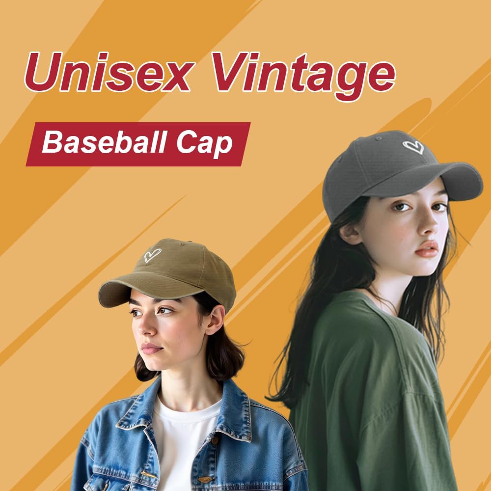 Unisex Vintage Baseball Cap: Washed Distressed Baseball Cap Twill - Men Womens Trucker Hat - Adjustable Dad Hat - Image 2