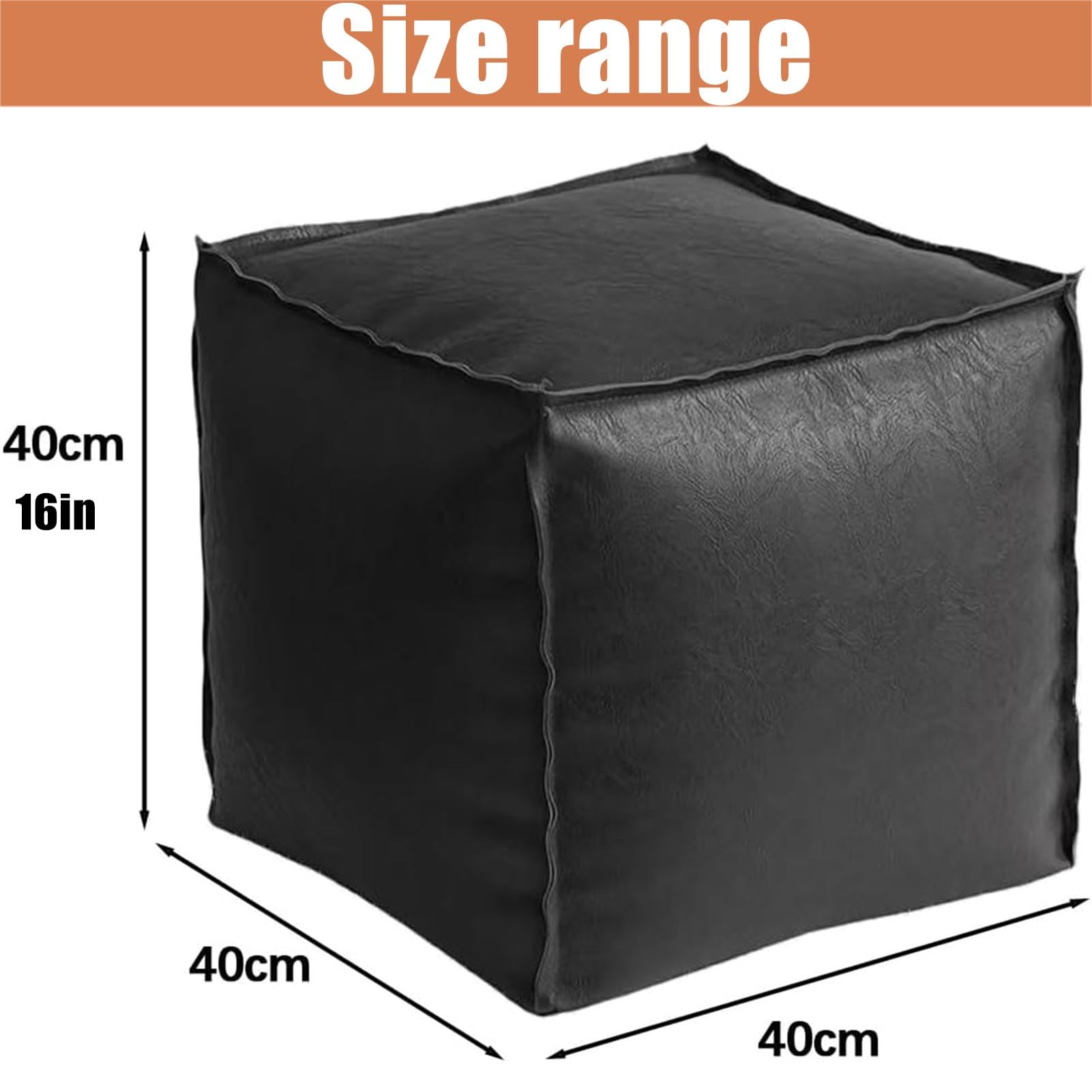 Poggiapiedi, Poggiapiedi Divano quadrato, Puffo Imbottito in Tessuto Tecnico Resistente e Antistrappo, Comodo e Impermeabile,morbido sgabello imbottito pieghevole da 40 cm (Black,2PC)