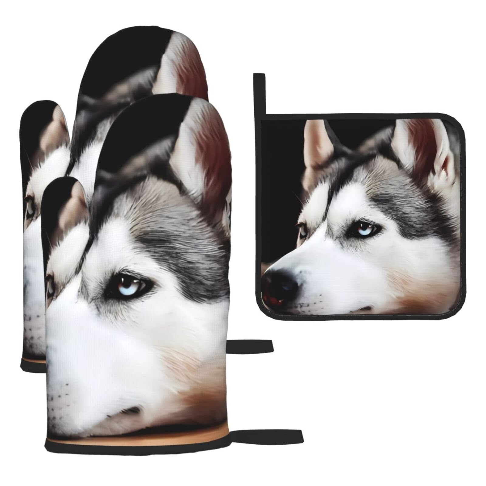 Maniques chien mignon lot de 3 anti-chaleur et antidérapantes pour cuisine et grillades