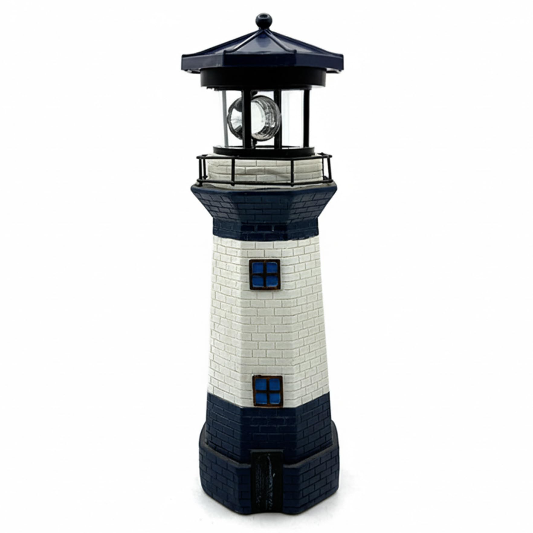 Grtheenumb Lighthouse Decor, Solar Lighthouse, Rotating Solar Garden Lights with Auto On/Off, Waterproof Resin Lamp for Yard, Patio, Lawn