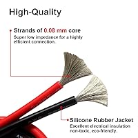 Vista 2 de Carrete de alambre de silicona de calibre 16 de 50 pies, ultra flexible de alta temperatura, 200 grados C, 600 V, 16 AWG, alambre trenzado con 252