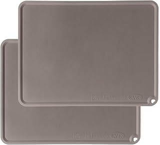 Silicone Placemat for Toddles Kids Non-Slip Reusable Portable Baby Placemats for Restaurant Stain-Proof Children Food Mats Eating Table Mat 2 Pack (Charcoal)