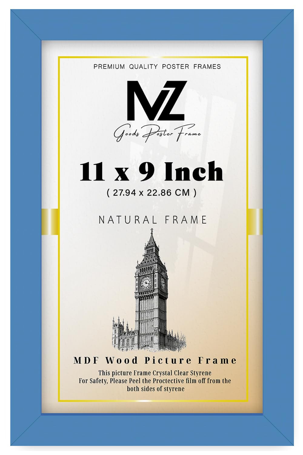 Mz Goods Blue - Classy Photo Frame– Rectangle Mdf Picture Frame- 11 X 9 Inch Photo Frame | With Clear Perspex –Compatible With Any Interior Design [ ]