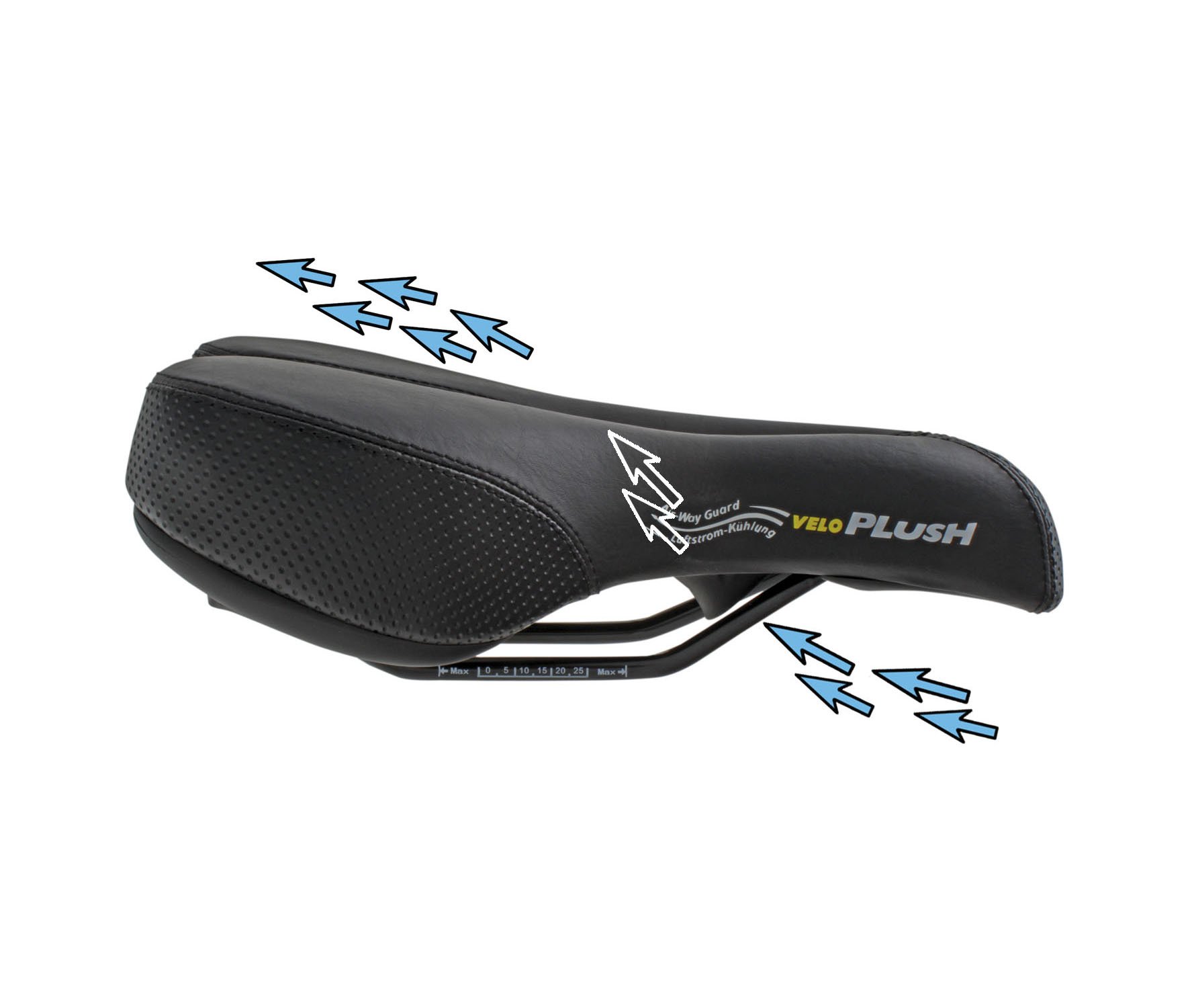 Velo Basic Deep Channel siodełko turystyczne, siodełko rowerowe, męskie siodełko męskie, O-Zone Full Cut, ARC-TECH amortyzujące wstrząsy, stabilna skorupa 2-komponentowa, 262 x 165 mm, czarne