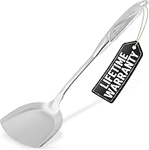 Zulay Wok Spatula (14.8 Inch) Heavy Duty Stainless Steel Wok Spatula with Ergonomic Easy Grip Handle - Wok Tools for Cooking, Frying, Flipping and More