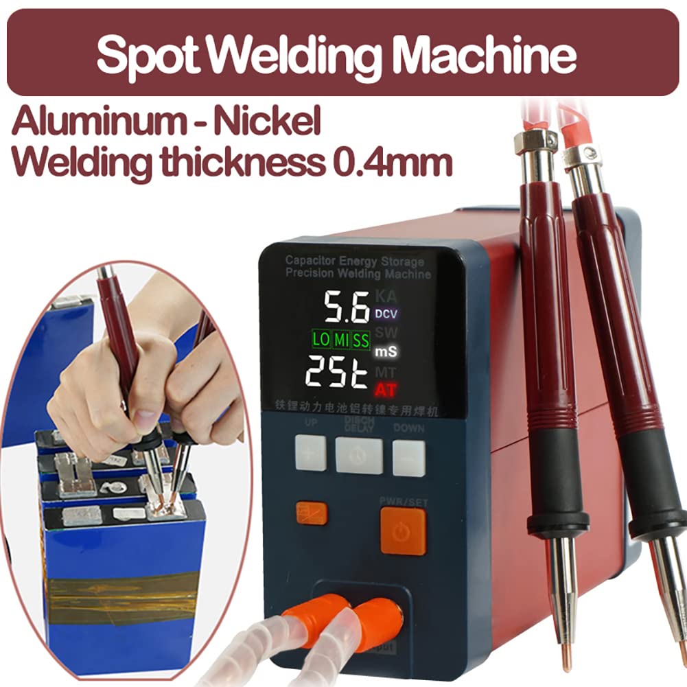 Battery Spot Welder 0.4mm Dual Pulse Battery Welders, Portable Dual Pulse Battery Spot Welder - 19.8 KW Capacitor Energy Storage for 18650 & 14500 Lithium Batteries