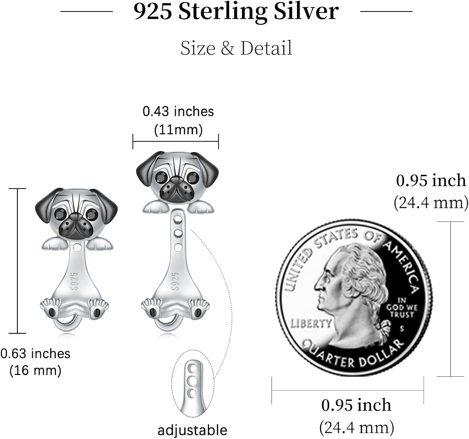 Animal Jacket Earrings for Womens 925 Sterling Silver Axolotl Pug Cat Goat Earrings Cute 3D Earrings Jacket Hypoallergenic - Image 5