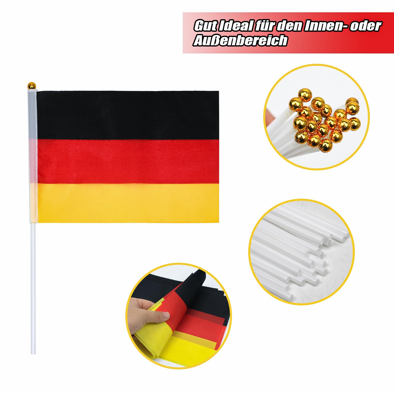 20 Mini-Flaggen Auf Stöcken - Bunte Handfähnchen 28x20cm Für Partys