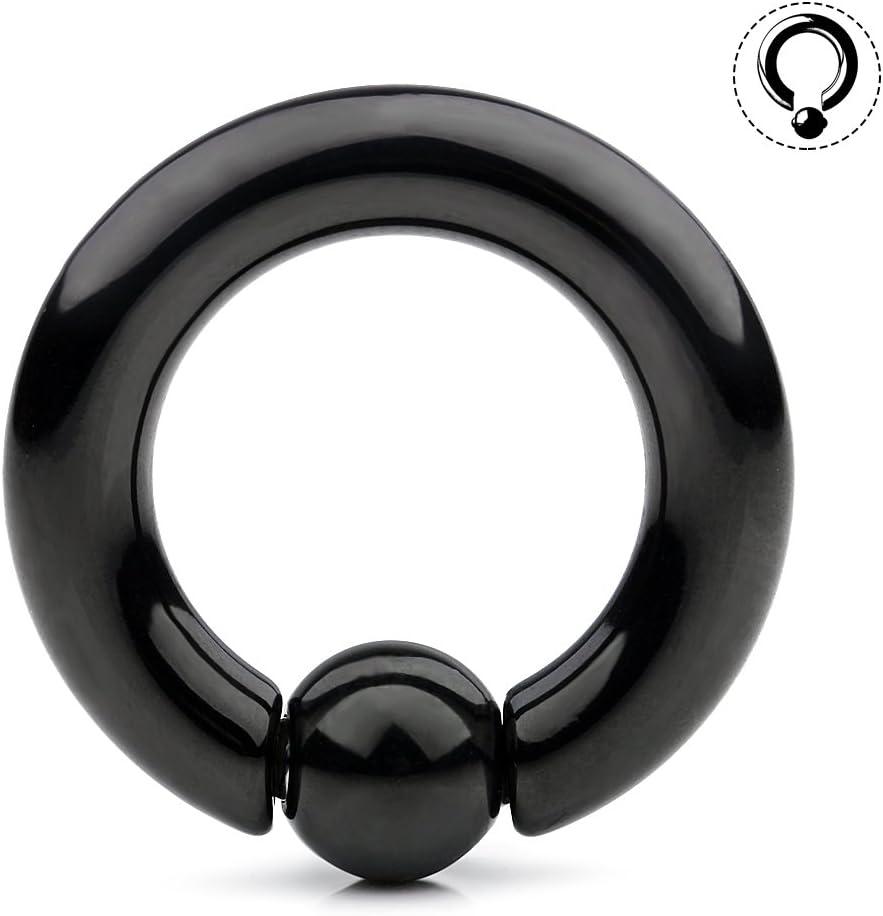 Ruifan Black Plated 316L Surgical Steel Spring Action Captive Bead Ring CBR 2G 4G 6G 8G 0G 00G - Image 2