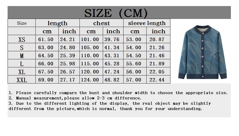Generico Cardigan Lavorato A Maglia per Anziani E di Mezza età, Maglione Lavorato A Maglia Foderato in Pile, Girocollo, Nonna, Morbido E Caldo, con Foglie Jacquard, Top Casual per L'Autunno E L'Inv