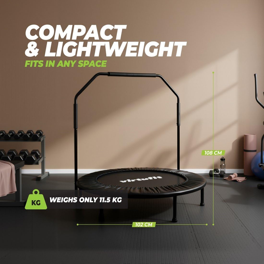 VirtuFit Składana trampolina fitness z uchwytem – czarna – 100 cm