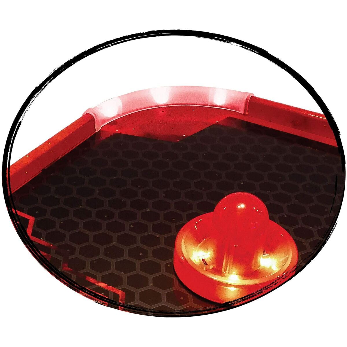 DEVESSPORT Air Hockey Fuego vs Hielo Incluye Dos Lanzadores Leds y Un Disco Led y Niveladores en Cada Pata | Mesa de Hockey con Luces LED Rojo y Azul, Marcador Electrónico y Baterías USB