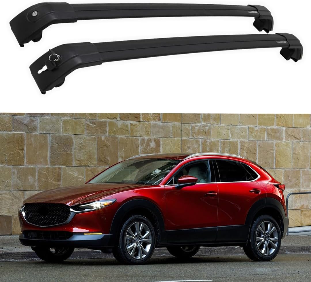 2Pcs Heavy Duty Roof Rack Cross Bars Fits for Mazda CX30 CX-30 2020-2025 Aluminum Cargo Bars for Luggage Gear Rooftop Storage Car Roofs Rack Cargo Carrier (Black and Silver)