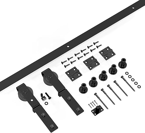 Miniatura 7 de Kit de herrajes para puertas correderas de granero plegables de 96 pulgadas  8 pies, accesorio de rodillo para riel de armario, ancho de puerta