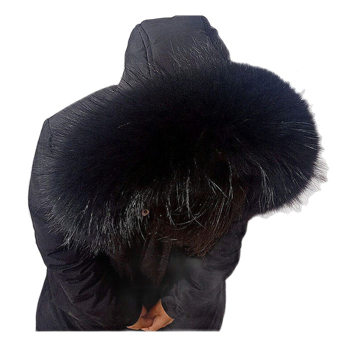 RedEagle Bufanda de piel Cuello de piel real desmontable Mujeres Collares de piel de mapache Abrigos para el cuello Capucha Collares unisex negro
