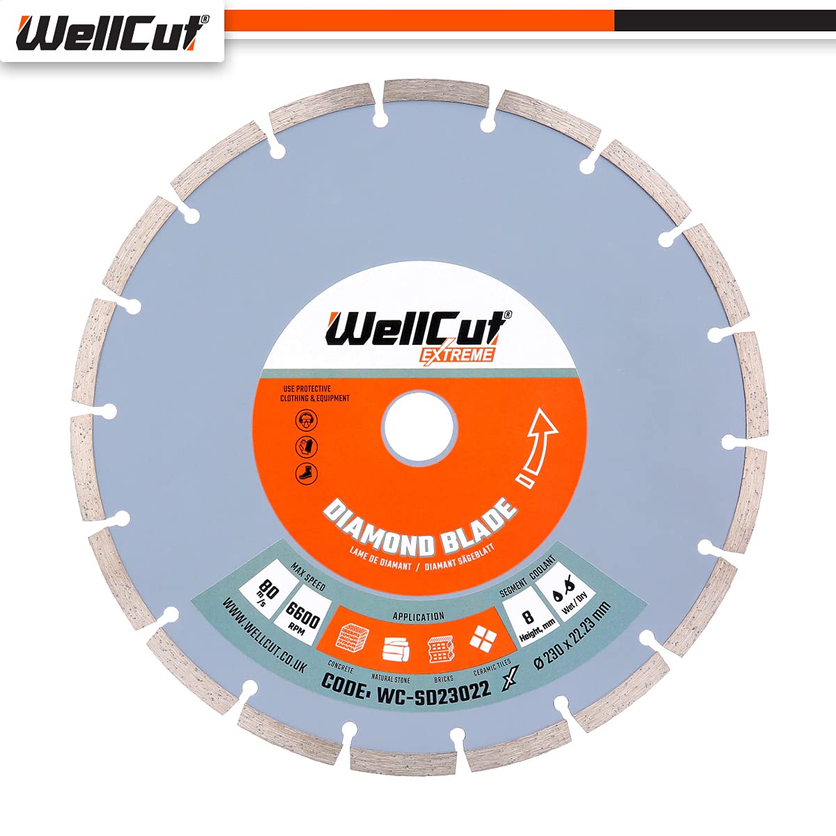 WELLCUT WC-SD23022 diamentowe ostrze ekstremalne 230 mm x 22,23 mm otwór