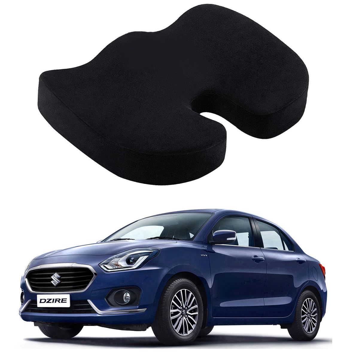 Oshotto Orthopedic Memory Foam Coccyx Seat Cushion for Tailbone, Sciatica Pain Relief Hip Support for Office, Cars, Chair Compatible with Maruti Suzuki Dzire 2017-2022