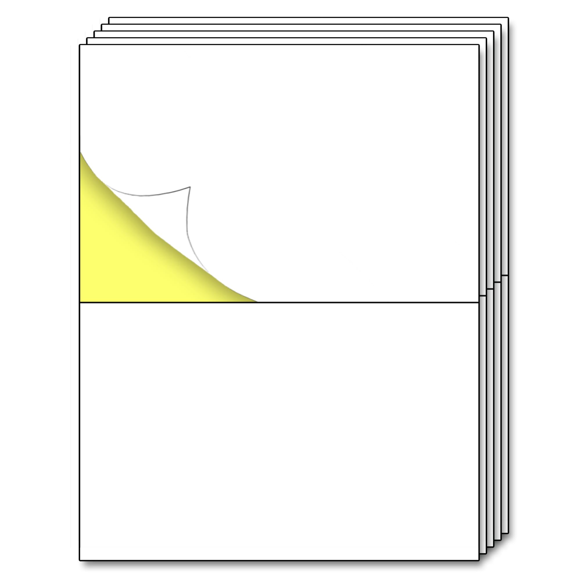 200 Sheets - Half Sheet Shipping Labels, Printable Sticker Paper, for Laser & Inkjet Printers - 2 per Sheet, 400 Pieces