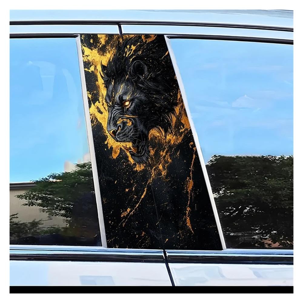 Body Parts 2pcs Car Center Pillar Stickers Black Gold Lion Head Scratch Protection