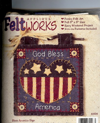 Applique vintage 1995 God Bless America decoration murale retro en feutre rare