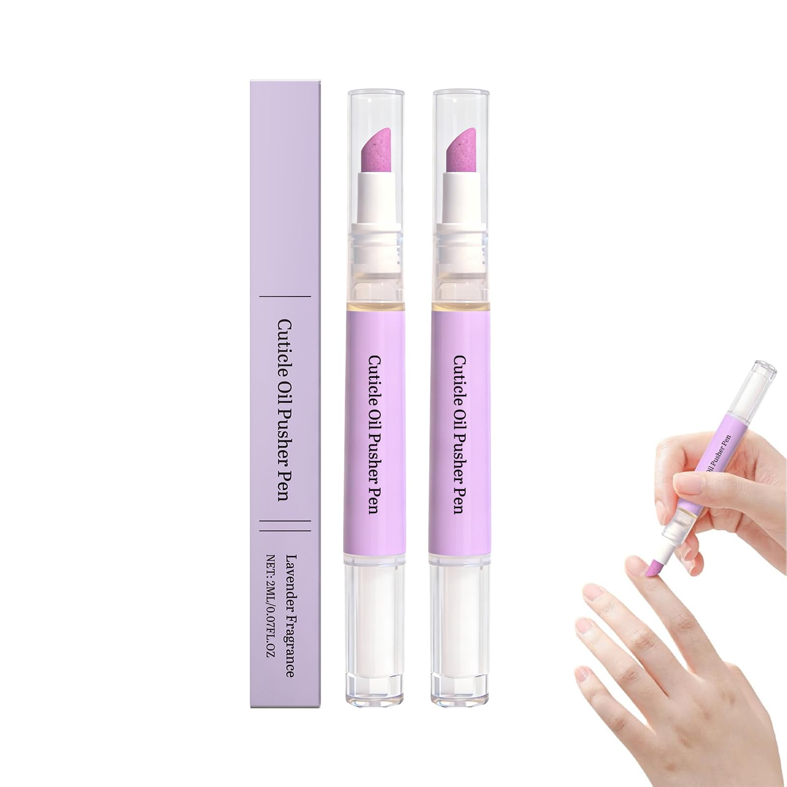 Penna Olio Cuticole 2 in 1 con Punta in Ceramica, Spingi Cuticole e Olio Cuticole Unghie, Cuticle Remover per Cuticole Secche e Danneggiate, Trattamento Idratante per Unghie (2 Pezzi)