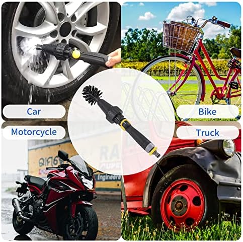 Automatic Water-Fed Wheel Tire Cleaning Brush, Car Scrubber with Garden Hose Connection for Motorcycles, RVs, Trucks
