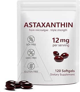 Astaxanthin 12mg, Premium Astaxanthin Antioxidant Supplements with Antioxidant Activity, Supports Eye, Immune, Skin Health, Internal Circulation-120 Softgels
