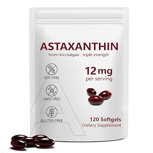 Astaxanthin 12mg Premium Astaxanthin Antioxidant Supplements with Antioxidant Activity Supports Eye Immune Skin Health Internal Circulation-120 Softgels