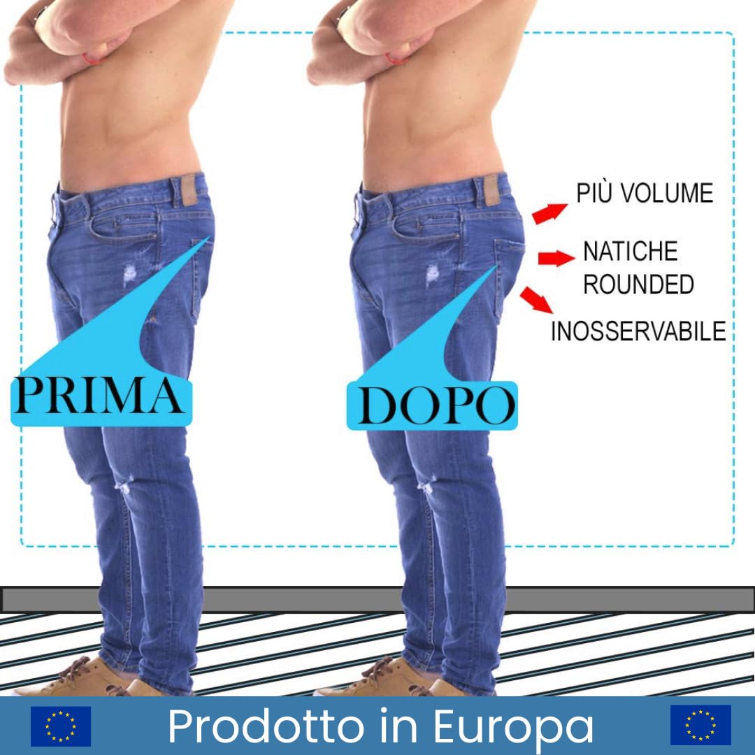 ARIUS Pacco 2 Mutande con Cuscinetti con Imbottitura Posteriore - Intimo Uomo con Culo - Mutanda Imbottita Glutei - per Aumentare Il Volume e Le Dimensioni dei Glutei - Men’s Padded Buttocks