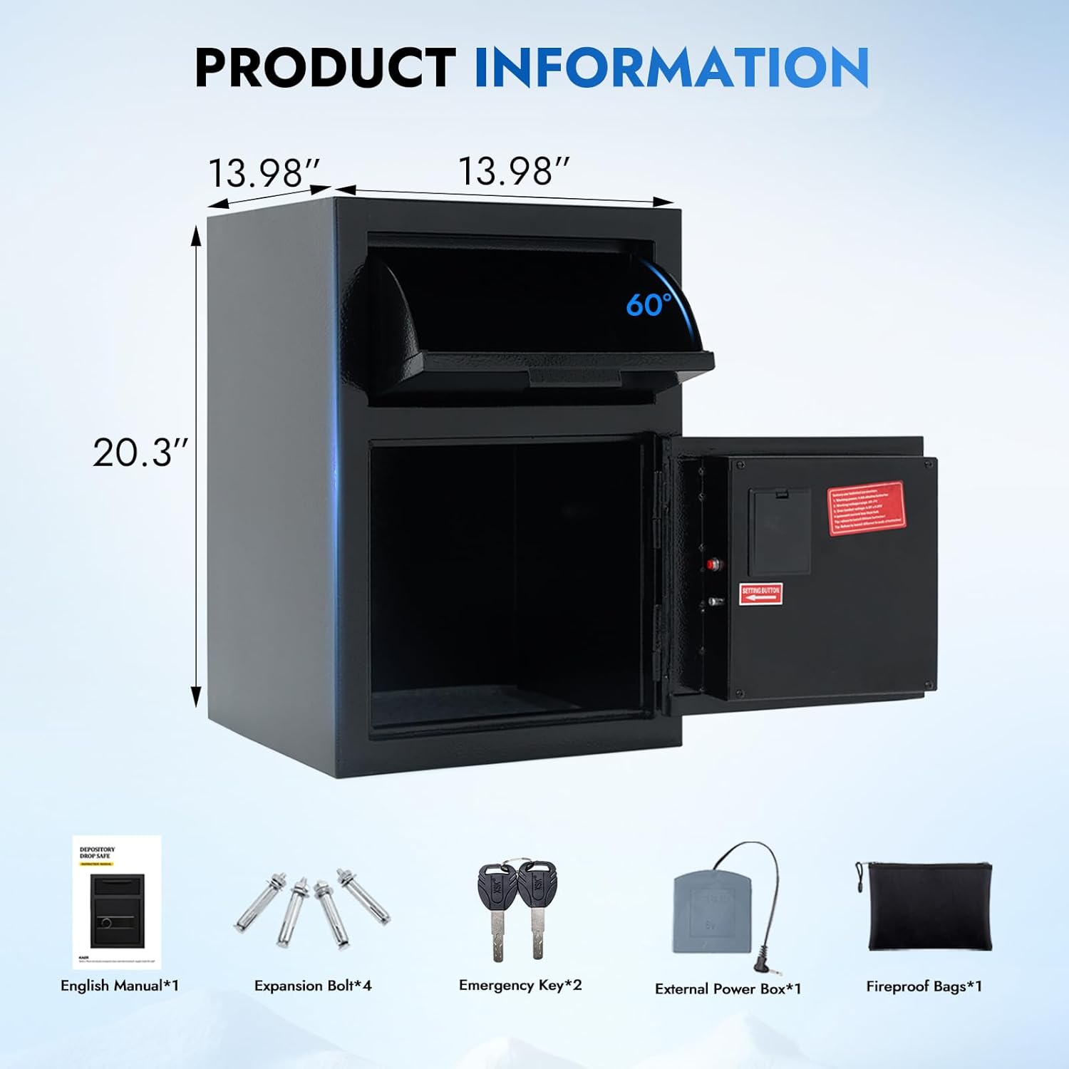 BUTISOW 2.6 CUB Commercial Front-Drop Fireproof Safe, Money Safe Box with Anti-Fishing & Fireproof Bag for Home, Office, Jewelry, Documents (2.6 Cuft Drop Safe)