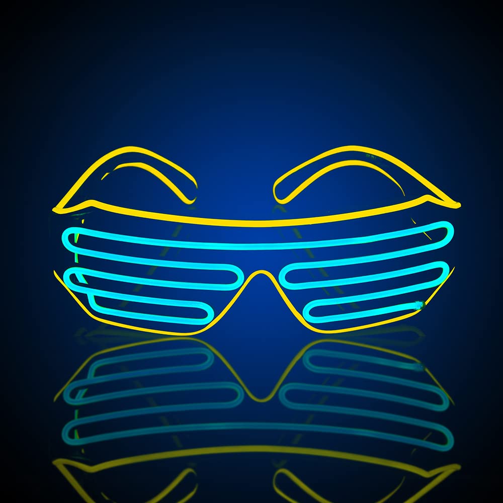 Led Glasses Light up Glasses Shutter Luminous Neon Rave EL Wire Glasses LED for Nightclub Wild Rave Party Concerts Clubs Bar Dj EDM Halloween Crazy Parties