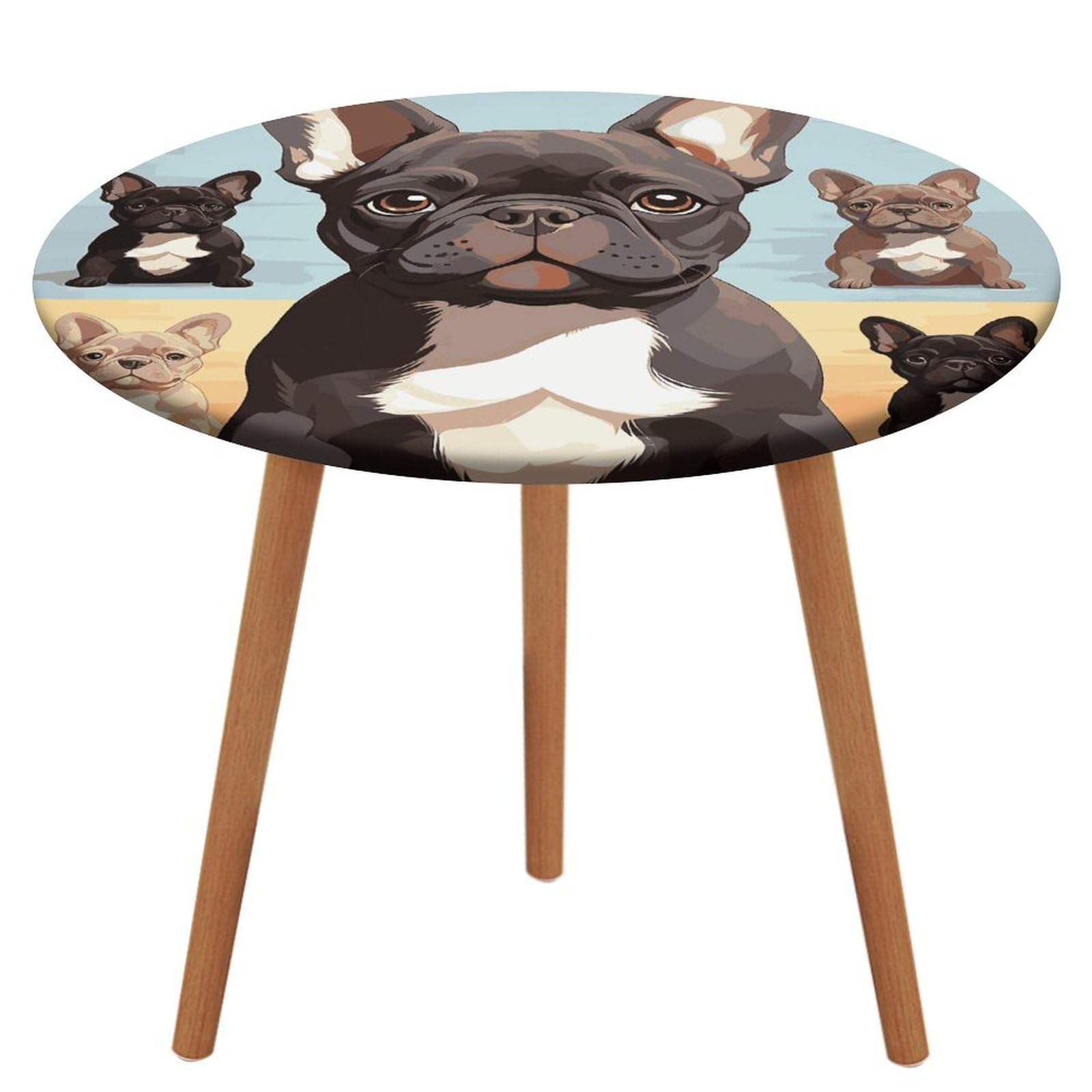 Nappe ronde ajustée bouledogue français élastique imperméable