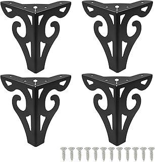 Piutouyar 5 Inch Hollow Out Furniture Legs Set of 4, Black Artistic Metal Sofa Cabinet Legs, Modern Triangle Couch Feet Metal Furniture Legs Feet for Cabinet Cupboard Table Bookcase Wardrobe - Buy now