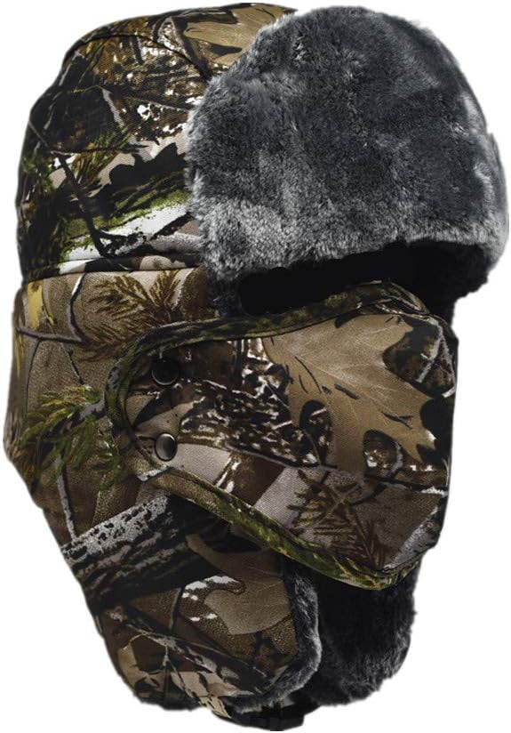 Winter Trapper Ski Hat for Men and Women Trooper Russian Warm Hat with Windproof Mask Outdoor Skiing Ushanka Hat